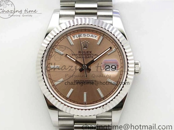 MiroTime 0307 Neat Day-Date 40mm 228239 BP New Dial Version 904 SS RG Stick Markers Dial on SS President Bracelet A 2819